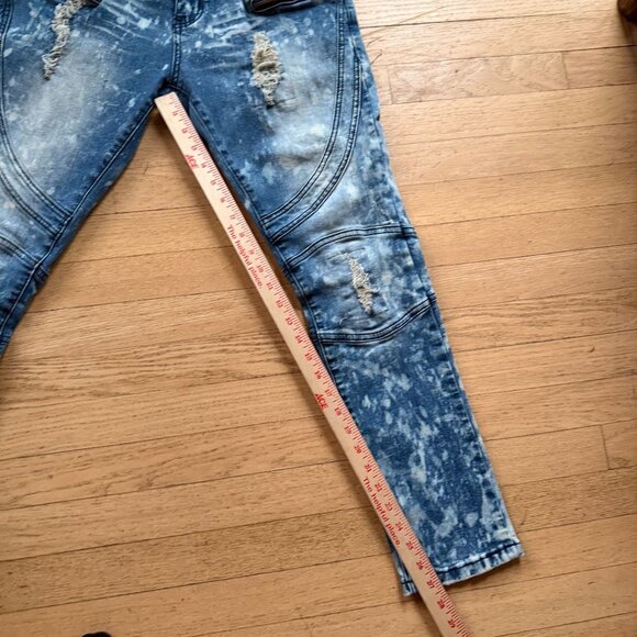 CJ Black Premium Denim Distressed Skinny Jeans Mens Size 32x30 Moto Biker Blue - Picture 9 of 10